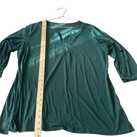 Susan Graver Dark Green Liquid Knit Blouse - Size XL - Picture 5 of 6